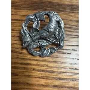 Beautiful Silvertone Limited Edition 1999 Birds & Blooms Cardinal Pin
